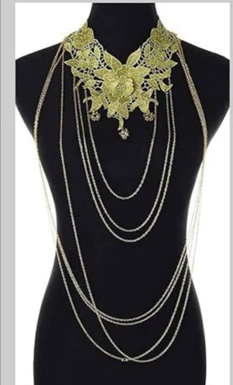 NWOT Gold Lace with Gold Body Chain